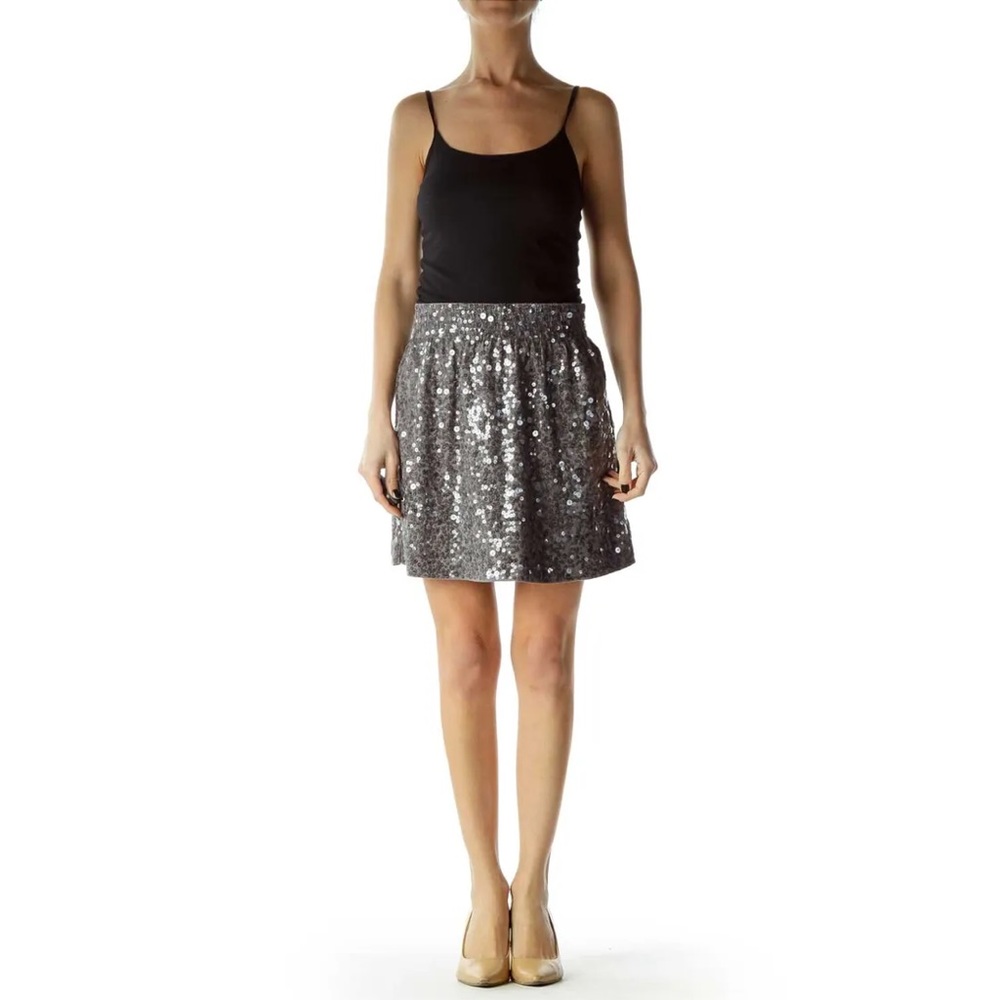 GARNET HILL Gray Sequined Mini Skirt S